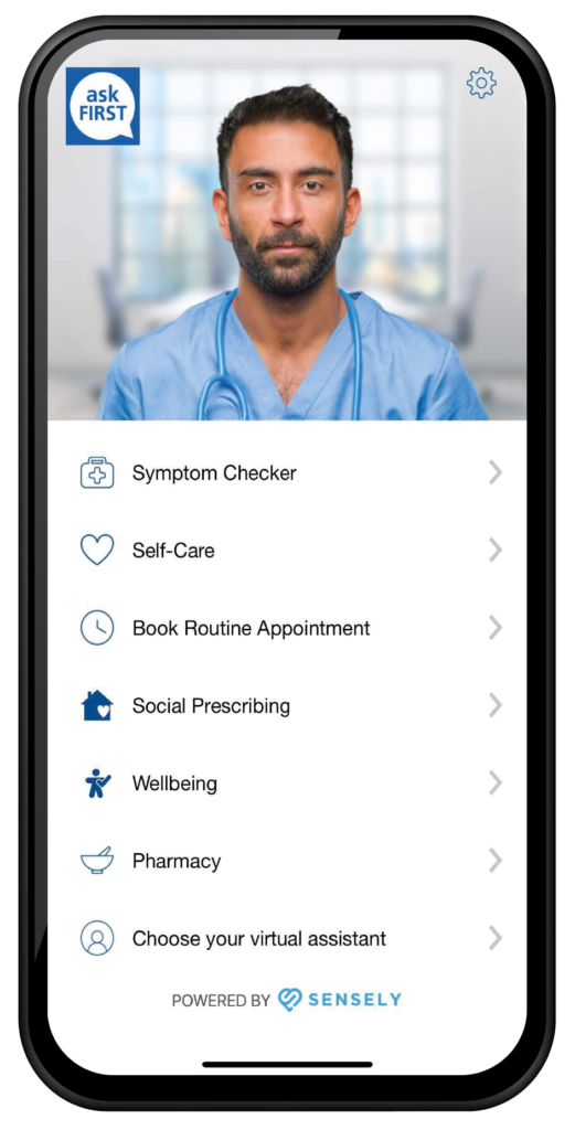 Mobile phone showing the AskFirst app